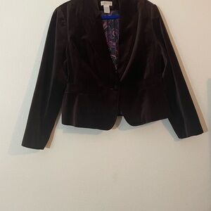 Elegant Velvet Women's Blazer in Rich Brown